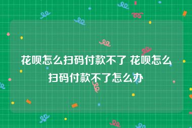 花呗怎么扫码付款不了 花呗怎么扫码付款不了怎么办