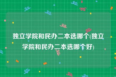 独立学院和民办二本选哪个(独立学院和民办二本选哪个好)