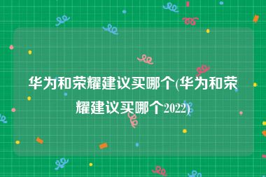 华为和荣耀建议买哪个(华为和荣耀建议买哪个2022)