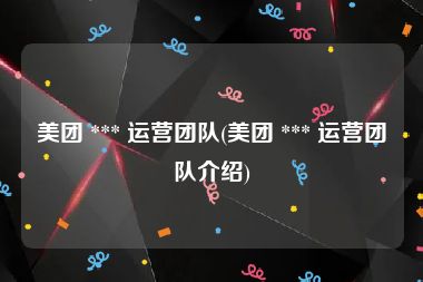 美团 *** 运营团队(美团 *** 运营团队介绍)