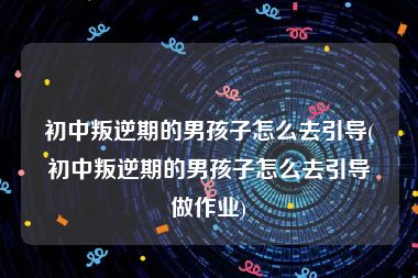 初中叛逆期的男孩子怎么去引导(初中叛逆期的男孩子怎么去引导做作业)