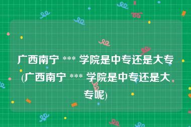 广西南宁 *** 学院是中专还是大专(广西南宁 *** 学院是中专还是大专呢)