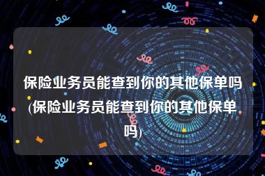 保险业务员能查到你的其他保单吗(保险业务员能查到你的其他保单吗)