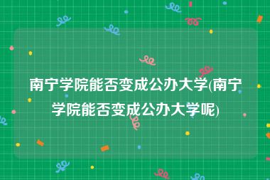 南宁学院能否变成公办大学(南宁学院能否变成公办大学呢)