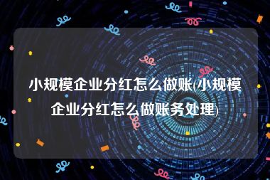 小规模企业分红怎么做账(小规模企业分红怎么做账务处理)