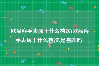 欧品客手表属于什么档次(欧品客手表属于什么档次,是名牌吗)