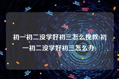 初一初二没学好初三怎么挽救(初一初二没学好初三怎么办)