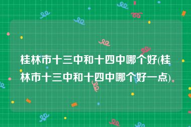 桂林市十三中和十四中哪个好(桂林市十三中和十四中哪个好一点)