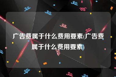 广告费属于什么费用要素(广告费属于什么费用要素)