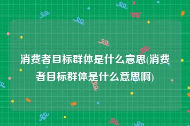 消费者目标群体是什么意思(消费者目标群体是什么意思啊)