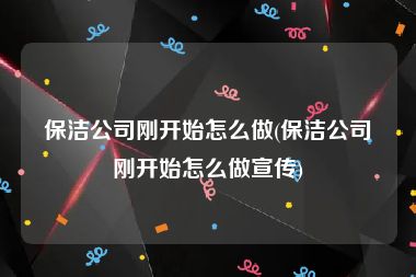 保洁公司刚开始怎么做(保洁公司刚开始怎么做宣传)