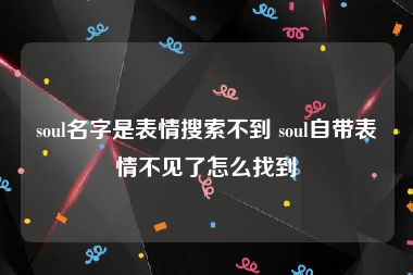 soul名字是表情搜索不到 soul自带表情不见了怎么找到