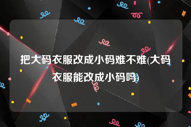 把大码衣服改成小码难不难(大码衣服能改成小码吗)