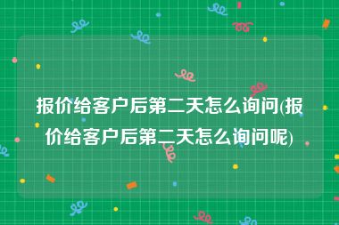 报价给客户后第二天怎么询问(报价给客户后第二天怎么询问呢)