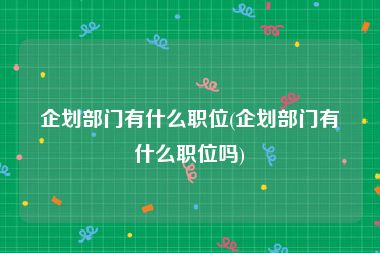 企划部门有什么职位(企划部门有什么职位吗)