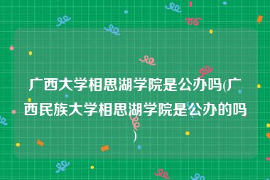 广西大学相思湖学院是公办吗(广西民族大学相思湖学院是公办的吗)