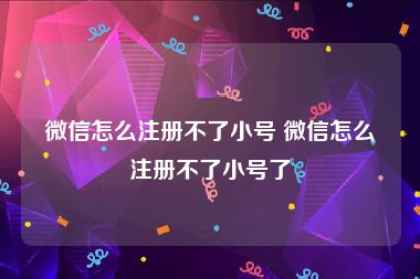 微信怎么注册不了小号 微信怎么注册不了小号了