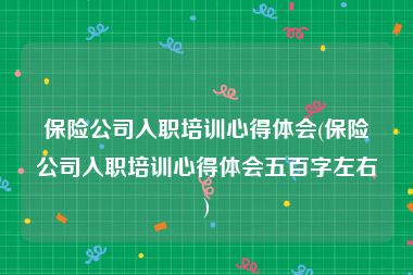 保险公司入职培训心得体会(保险公司入职培训心得体会五百字左右)