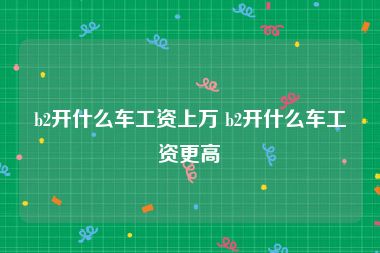 b2开什么车工资上万 b2开什么车工资更高