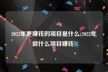 2022年更赚钱的项目是什么(2022年做什么项目赚钱)