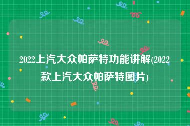 2022上汽大众帕萨特功能讲解(2022款上汽大众帕萨特图片)