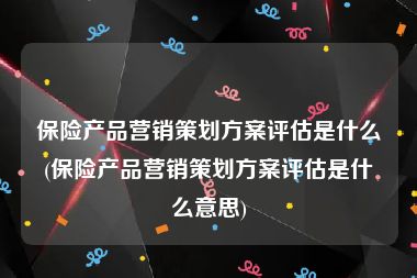 保险产品营销策划方案评估是什么(保险产品营销策划方案评估是什么意思)