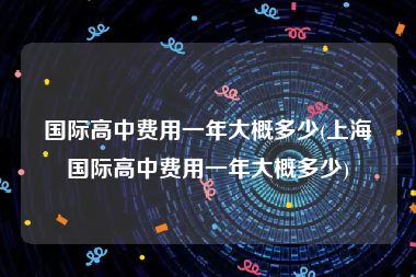 国际高中费用一年大概多少(上海国际高中费用一年大概多少)