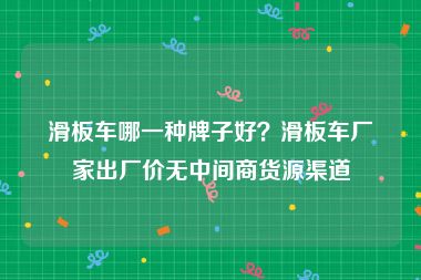 滑板车哪一种牌子好？滑板车厂家出厂价无中间商货源渠道