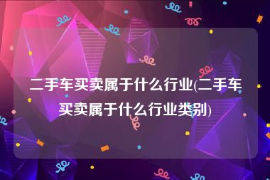 二手车买卖属于什么行业(二手车买卖属于什么行业类别)