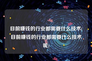 目前赚钱的行业都需要什么技术(目前赚钱的行业都需要什么技术呢)