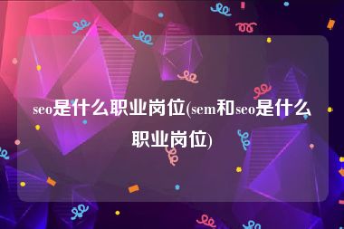 seo是什么职业岗位(sem和seo是什么职业岗位)