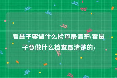 看鼻子要做什么检查最清楚(看鼻子要做什么检查最清楚的)