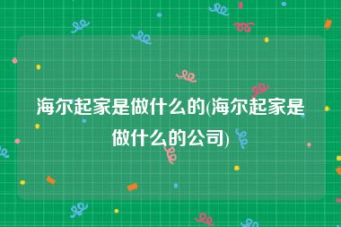 海尔起家是做什么的(海尔起家是做什么的公司)