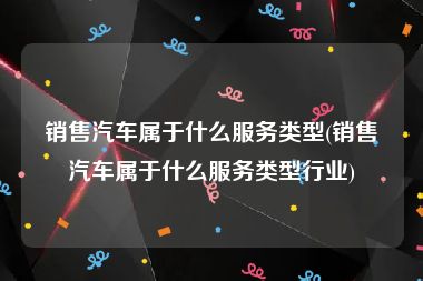 销售汽车属于什么服务类型(销售汽车属于什么服务类型行业)