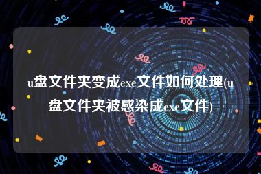 u盘文件夹变成exe文件如何处理(u盘文件夹被感染成exe文件)