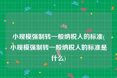 小规模强制转一般纳税人的标准(小规模强制转一般纳税人的标准是什么)