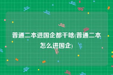 普通二本进国企都干啥(普通二本怎么进国企)