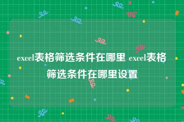 excel表格筛选条件在哪里 excel表格筛选条件在哪里设置