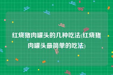 红烧猪肉罐头的几种吃法(红烧猪肉罐头最简单的吃法)