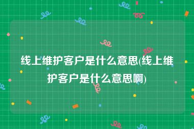 线上维护客户是什么意思(线上维护客户是什么意思啊)