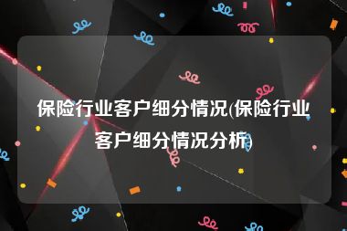 保险行业客户细分情况(保险行业客户细分情况分析)