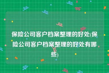 保险公司客户档案整理的好处(保险公司客户档案整理的好处有哪些)