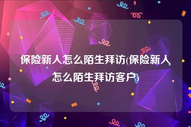 保险新人怎么陌生拜访(保险新人怎么陌生拜访客户)