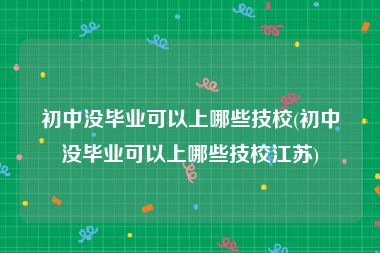 初中没毕业可以上哪些技校(初中没毕业可以上哪些技校江苏)