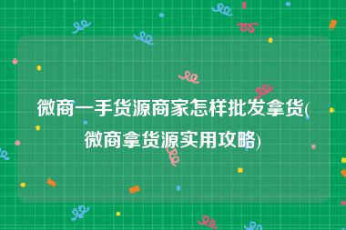 微商一手货源商家怎样批发拿货(微商拿货源实用攻略)