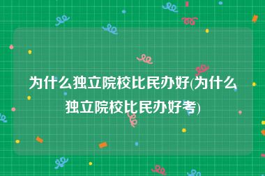 为什么独立院校比民办好(为什么独立院校比民办好考)