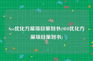 Seo优化方案项目策划书(SEO优化方案项目策划书)