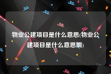 物业公建项目是什么意思(物业公建项目是什么意思啊)