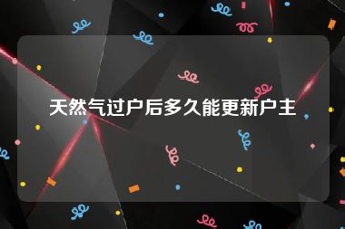 天然气过户后多久能更新户主