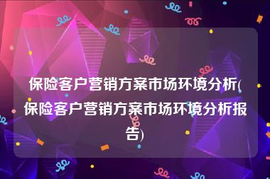 保险客户营销方案市场环境分析(保险客户营销方案市场环境分析报告)